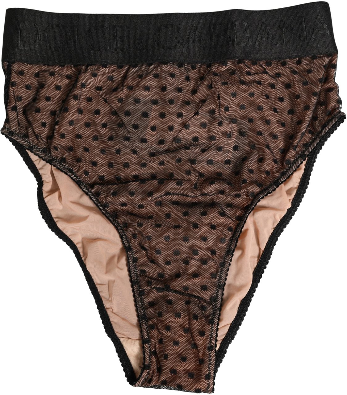 Dolce & Gabbana Black Beige Polka Dot Butterfly Brief Underwear Zwart