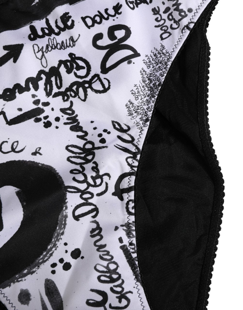Dolce & Gabbana Black White Graphic Logo High Brief Underwear Zwart