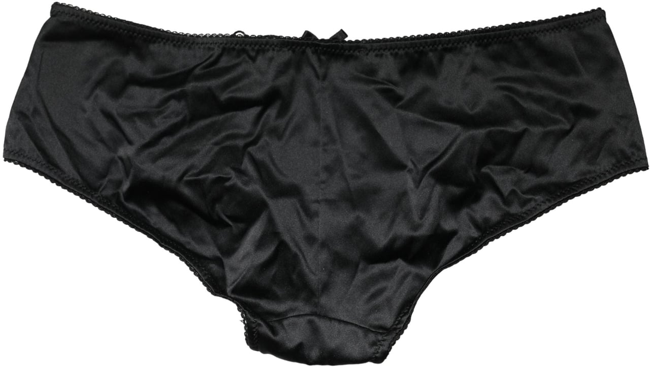 Dolce & Gabbana Black Silk Stretch Mid Waist Brief Panty Underwear Zwart
