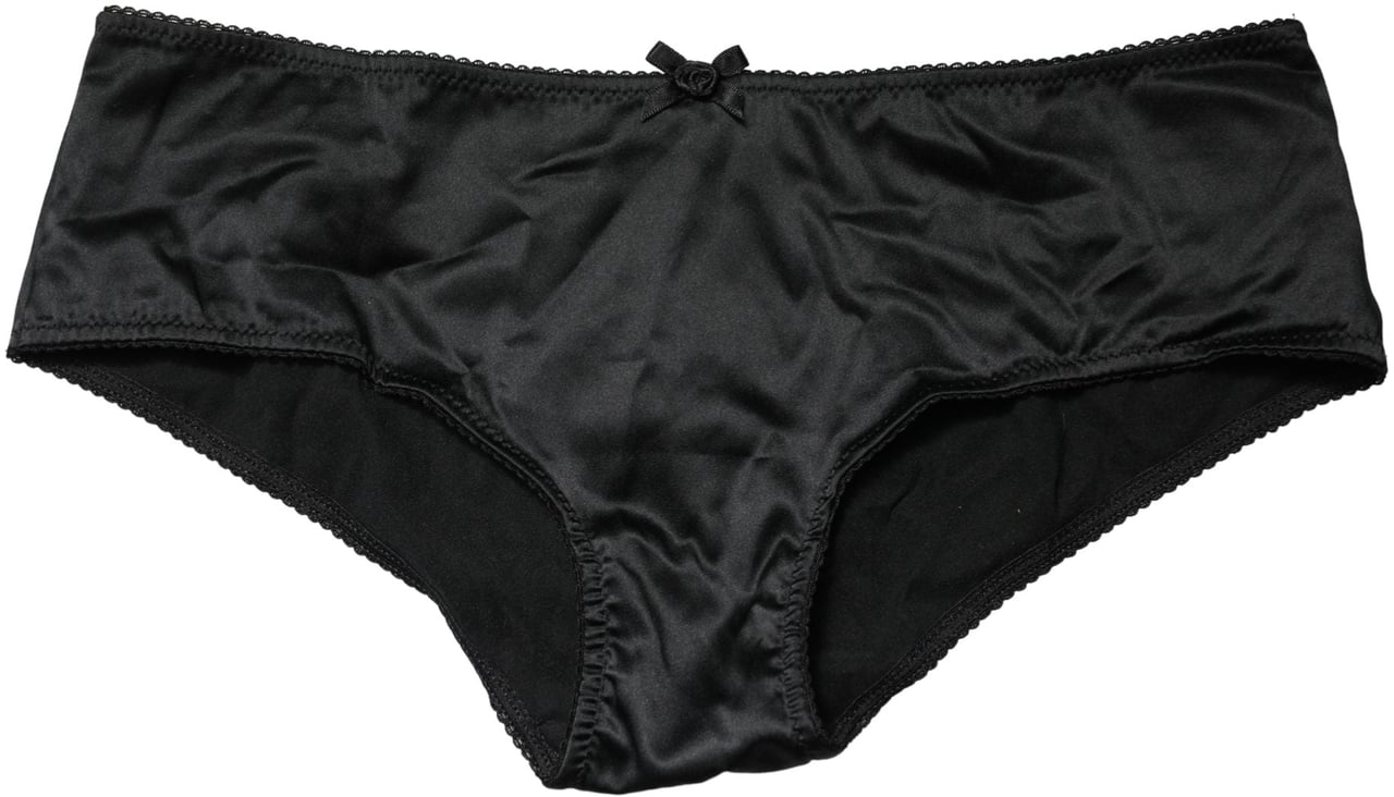 Dolce & Gabbana Black Silk Stretch Mid Waist Brief Panty Underwear Zwart
