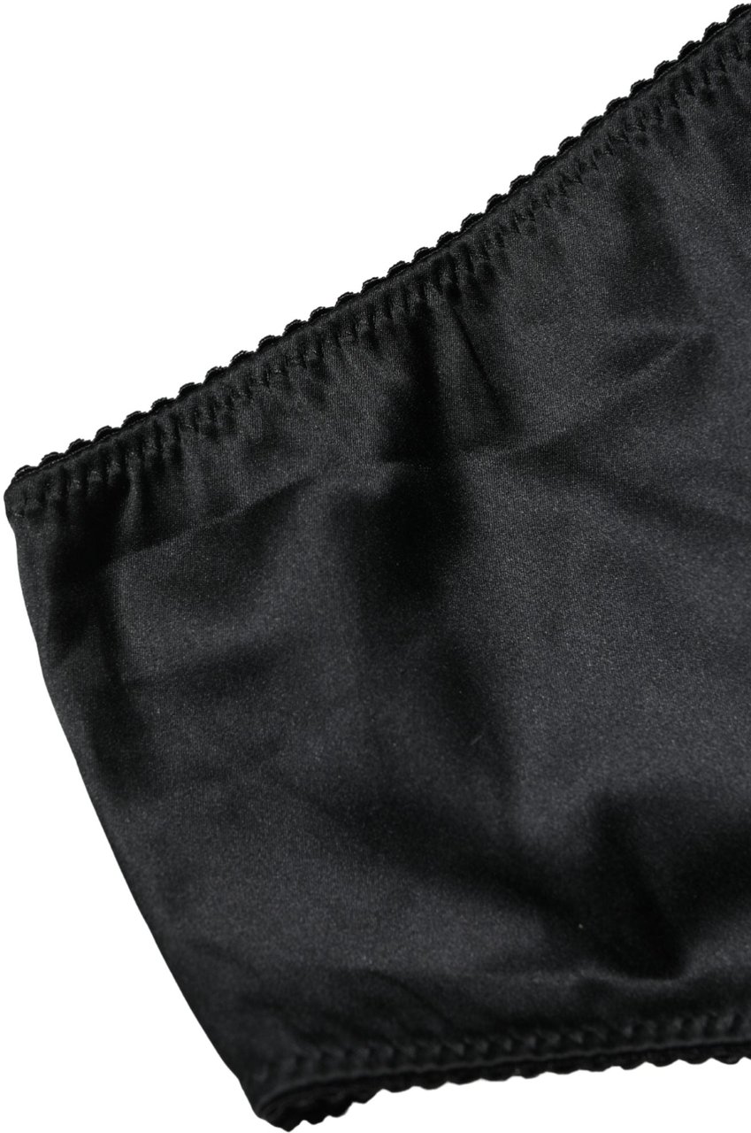 Dolce & Gabbana Black Silk Stretch Mid Waist Brief Panty Underwear Zwart