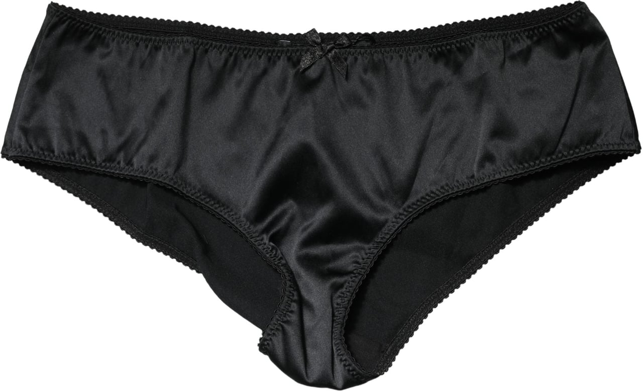 Dolce & Gabbana Black Silk Stretch Mid Waist Brief Panty Underwear Zwart