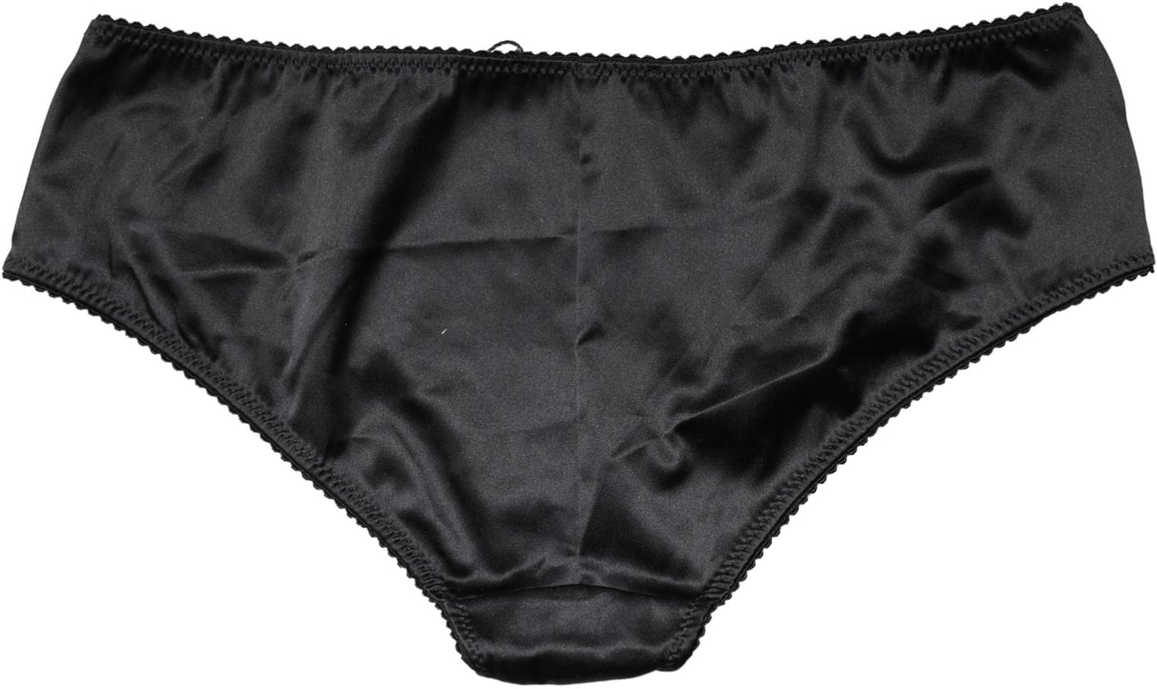 Dolce & Gabbana Black Silk Stretch Mid Waist Brief Panty Underwear Zwart