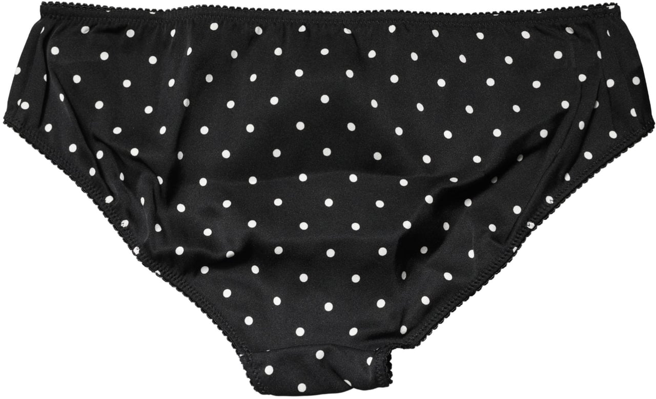 Dolce & Gabbana Black Polka Dots Mid Waist Brief Panty Underwear Zwart