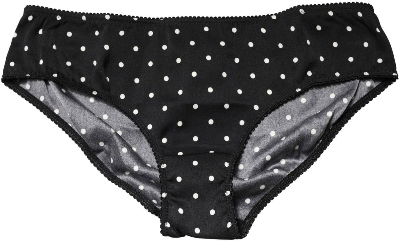 Dolce & Gabbana Black Polka Dots Mid Waist Brief Panty Underwear Zwart
