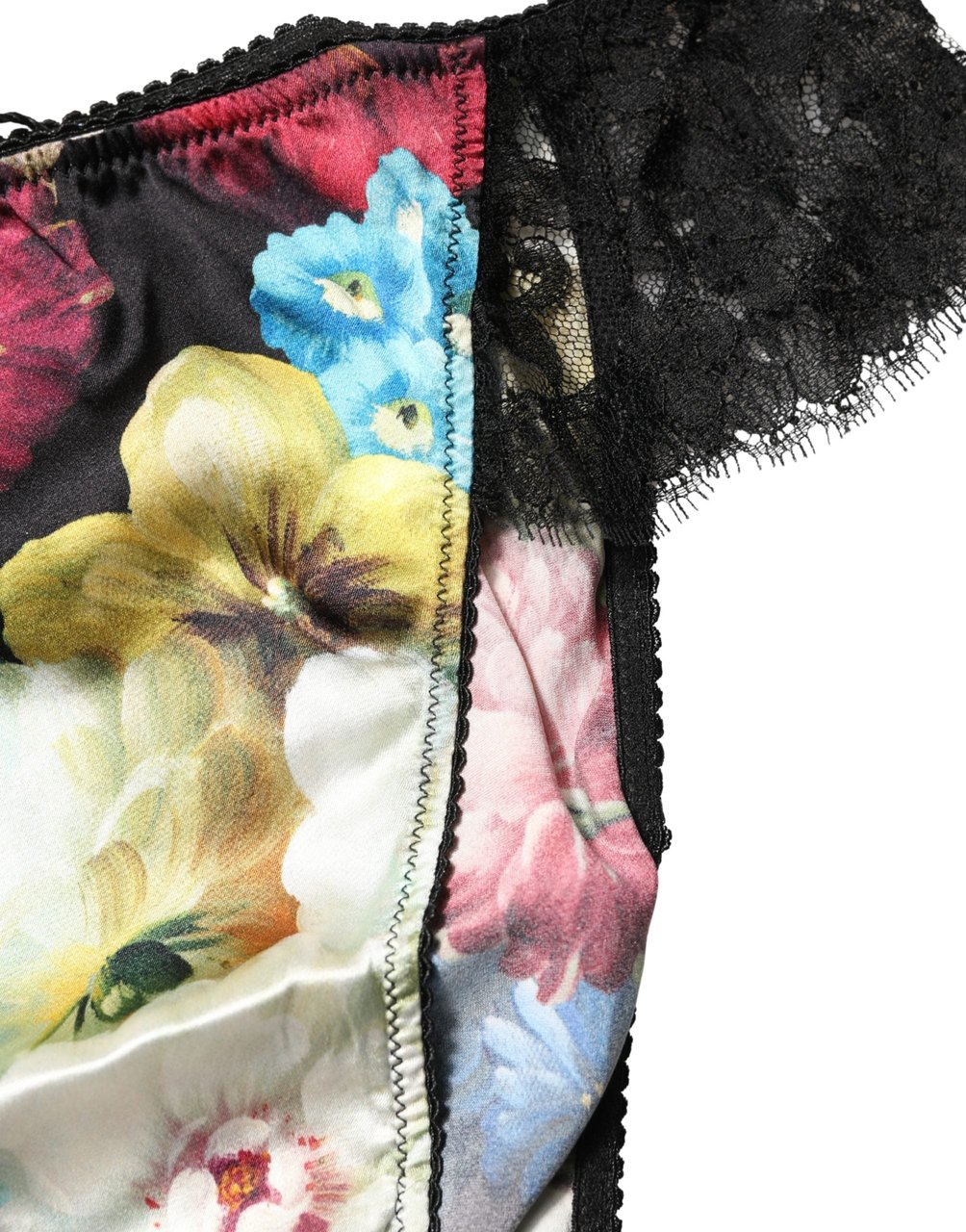 Dolce & Gabbana Black Floral Lace Mid Waist Brief Panty Underwear Zwart
