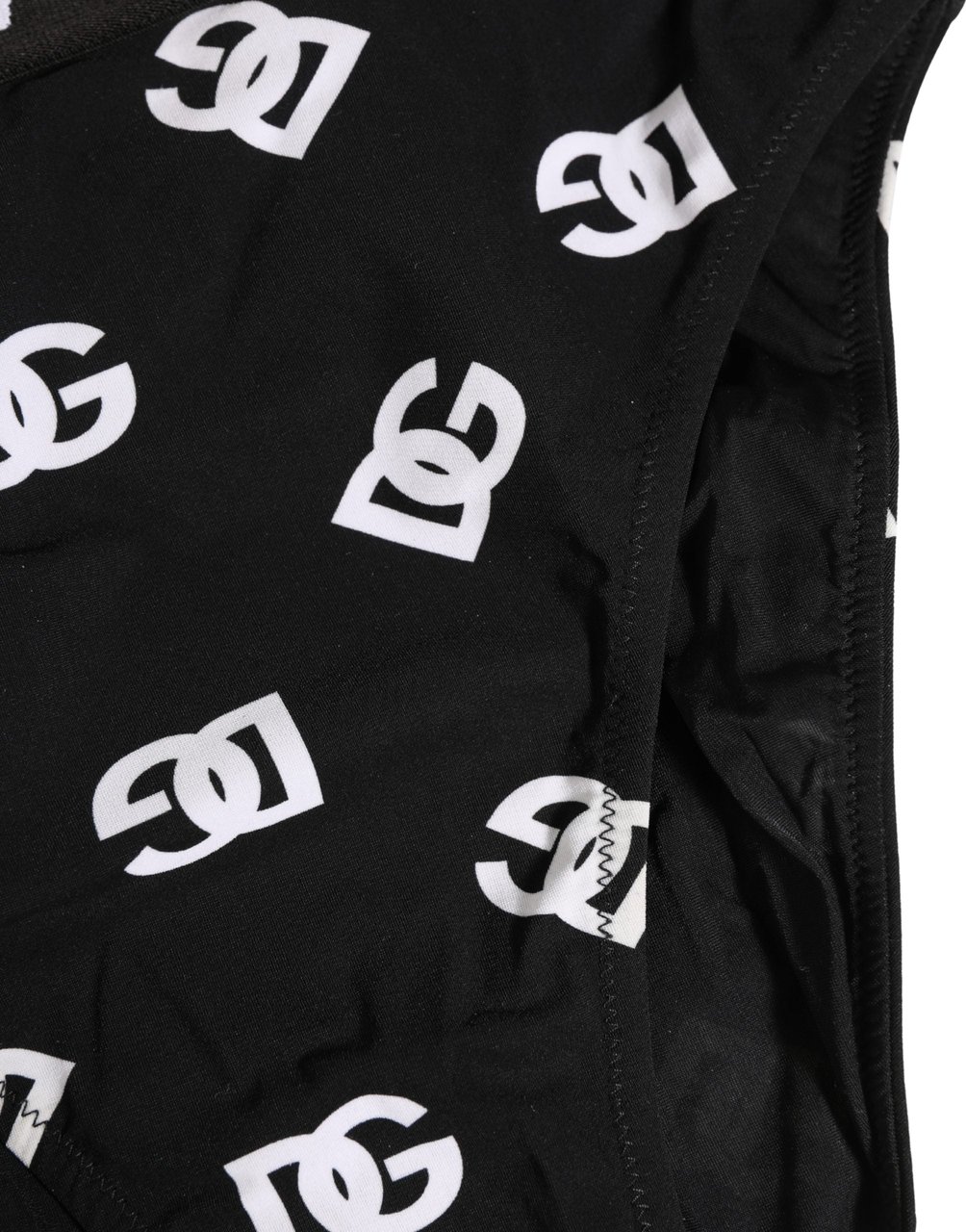 Dolce & Gabbana White Black Logo Waistband Midi Brief Underwear Zwart