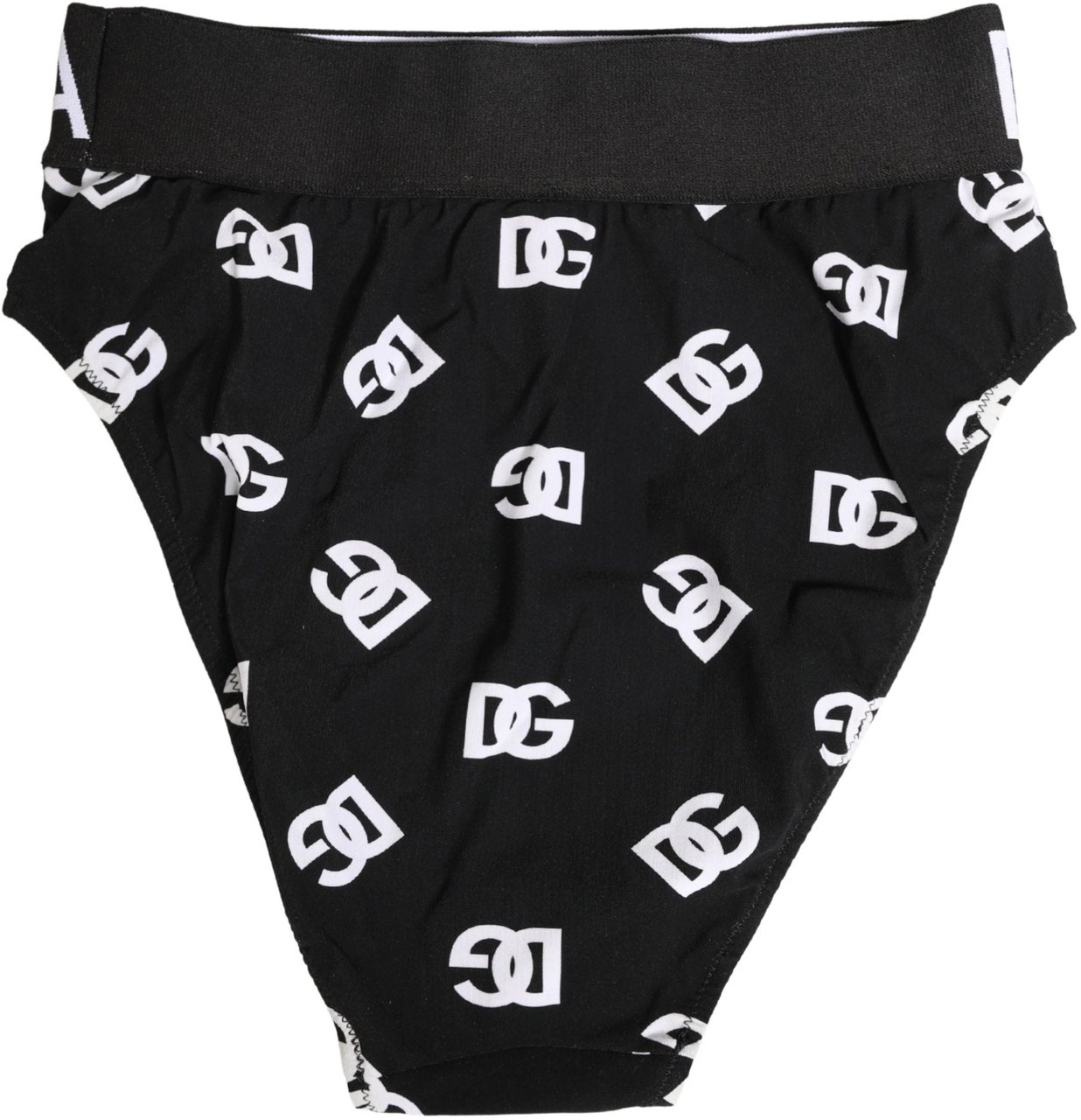 Dolce & Gabbana White Black Logo Waistband Midi Brief Underwear Zwart