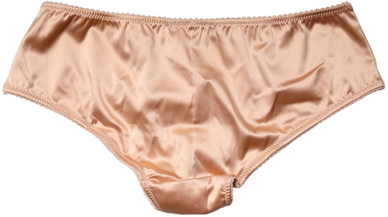 Dolce & Gabbana Beige Silk Stretch Mid Waist Brief Panty Underwear Beige
