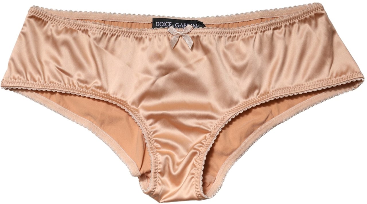 Dolce & Gabbana Beige Silk Stretch Mid Waist Brief Panty Underwear Beige