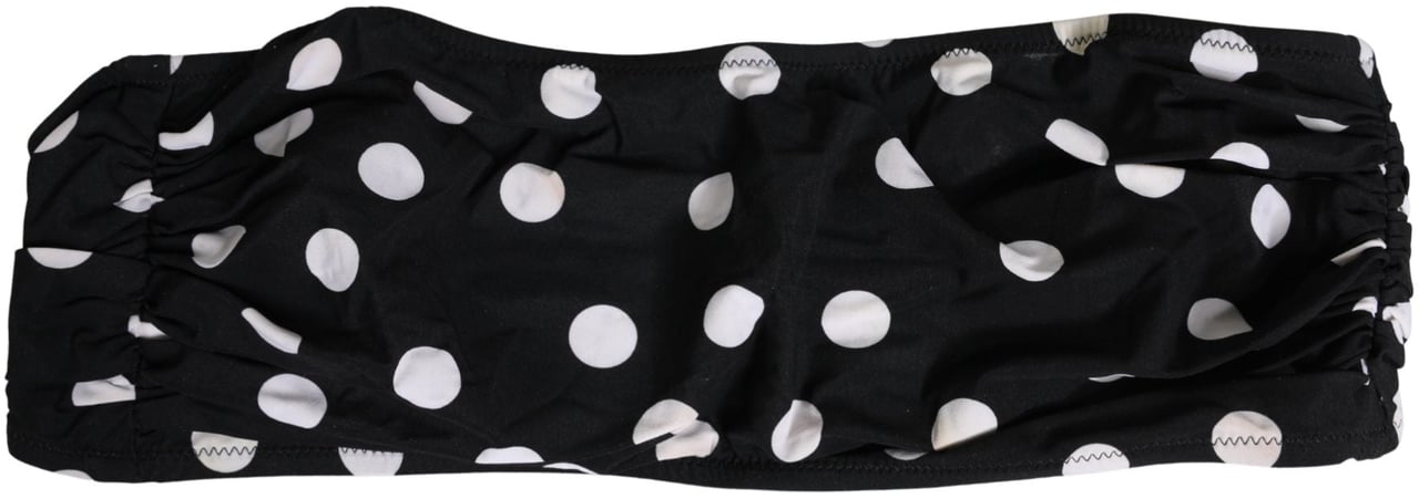 Dolce & Gabbana Black White Polka Dot Bandeau Beachwear Swimwear Zwart