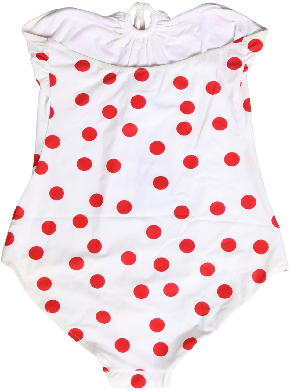 Dolce & Gabbana White Polka Dot One-Piece Swimsuit Swimwear Wit
