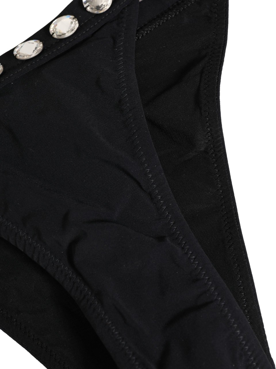 Dolce & Gabbana Black Crystal Embellished Bikini Bottom Swimwear Zwart
