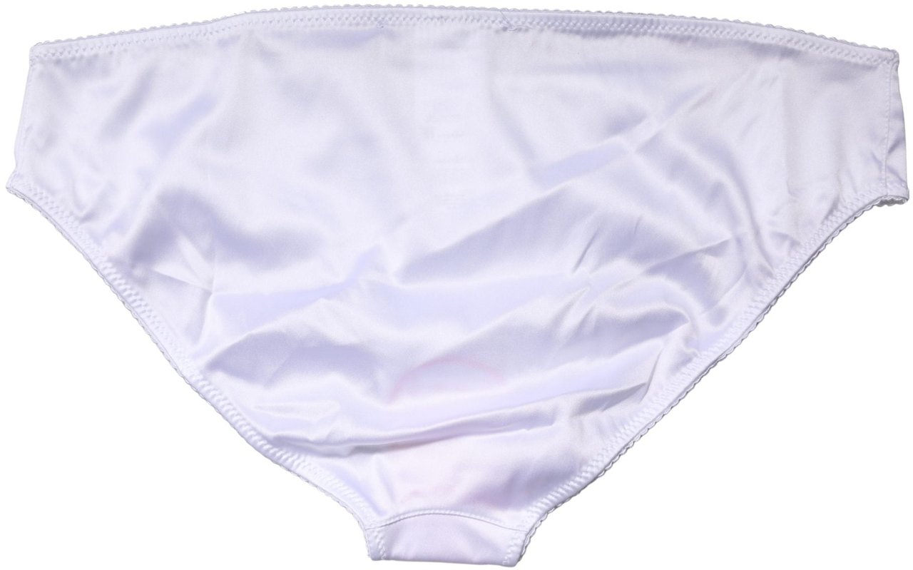 Dolce & Gabbana White Silk Stretch Mid Waist Brief Panty Underwear Wit