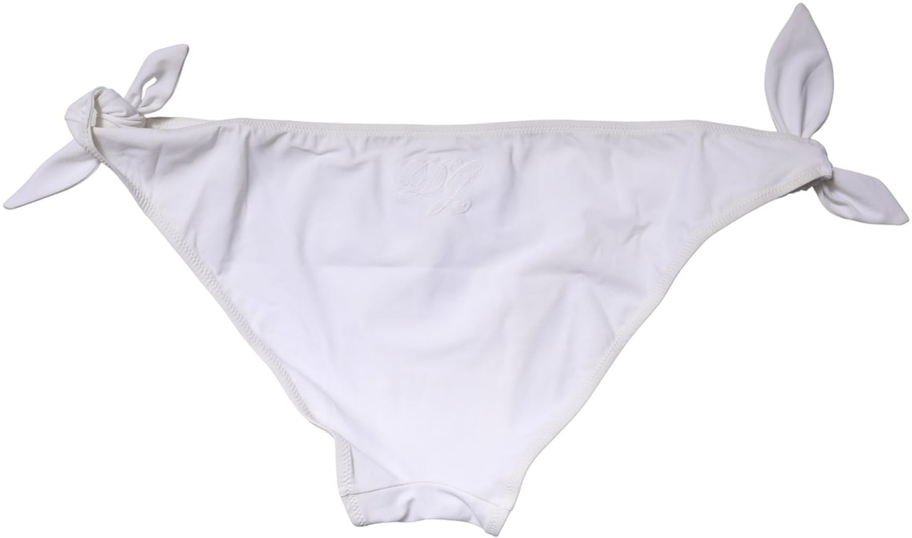 Dolce & Gabbana White Side-Tie Bikini Bottom Swimsuit Swimwear Wit