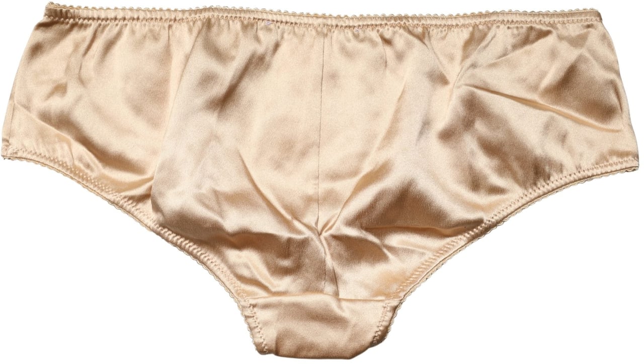Dolce & Gabbana Beige Silk Stretch Mid Waist Brief Panty Underwear Beige