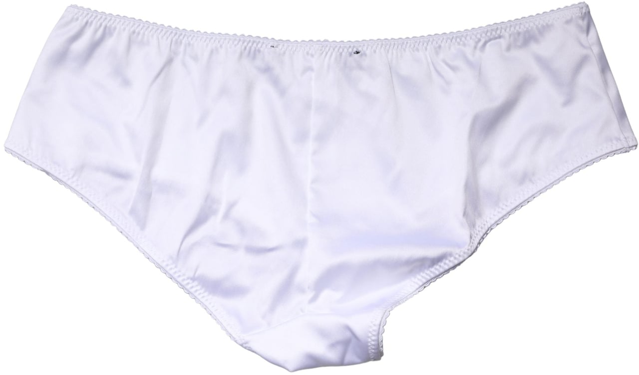 Dolce & Gabbana White Silk Stretch Mid Waist Brief Panty Underwear Wit