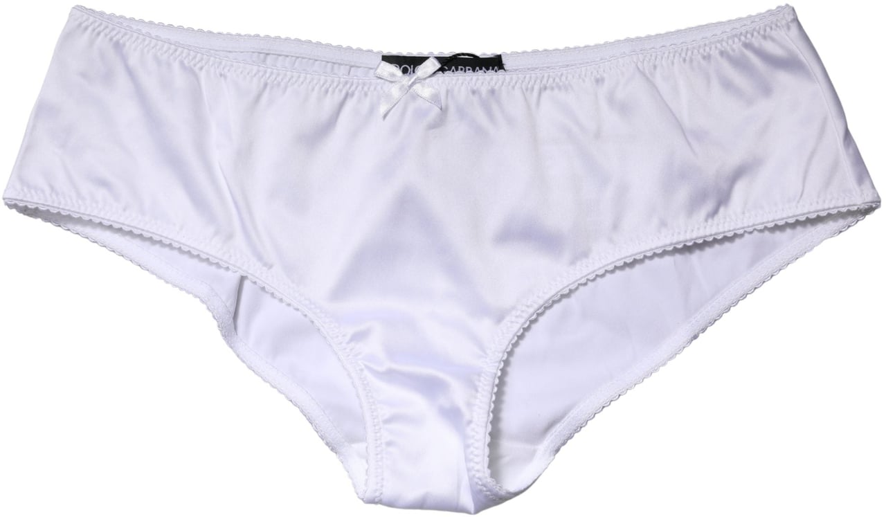 Dolce & Gabbana White Silk Stretch Mid Waist Brief Panty Underwear Wit