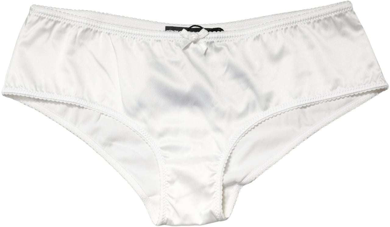 Dolce & Gabbana White Silk Stretch Mid Waist Brief Panty Underwear Wit