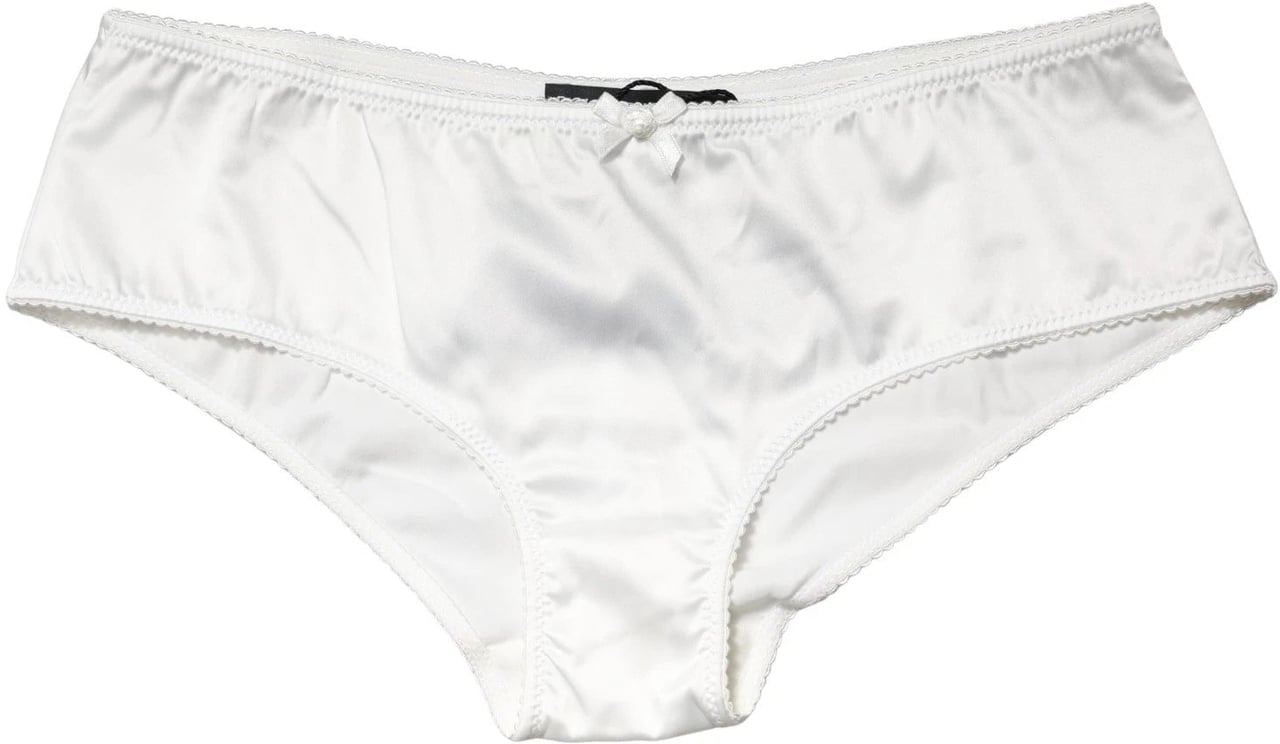 Dolce & Gabbana White Silk Stretch Mid Waist Brief Panty Underwear Wit