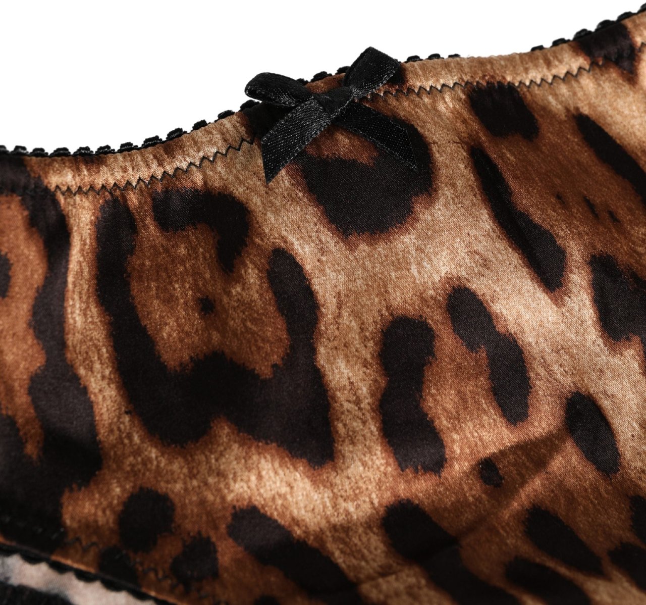 Dolce & Gabbana Black Brown Leopard Mid Waist Brief Panty Underwear Zwart