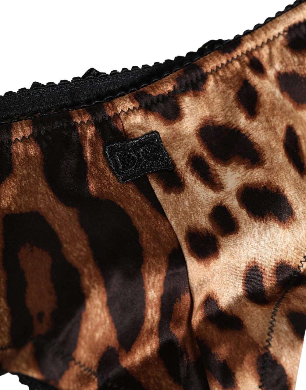 Dolce & Gabbana Black Brown Leopard Mid Waist Brief Panty Underwear Zwart