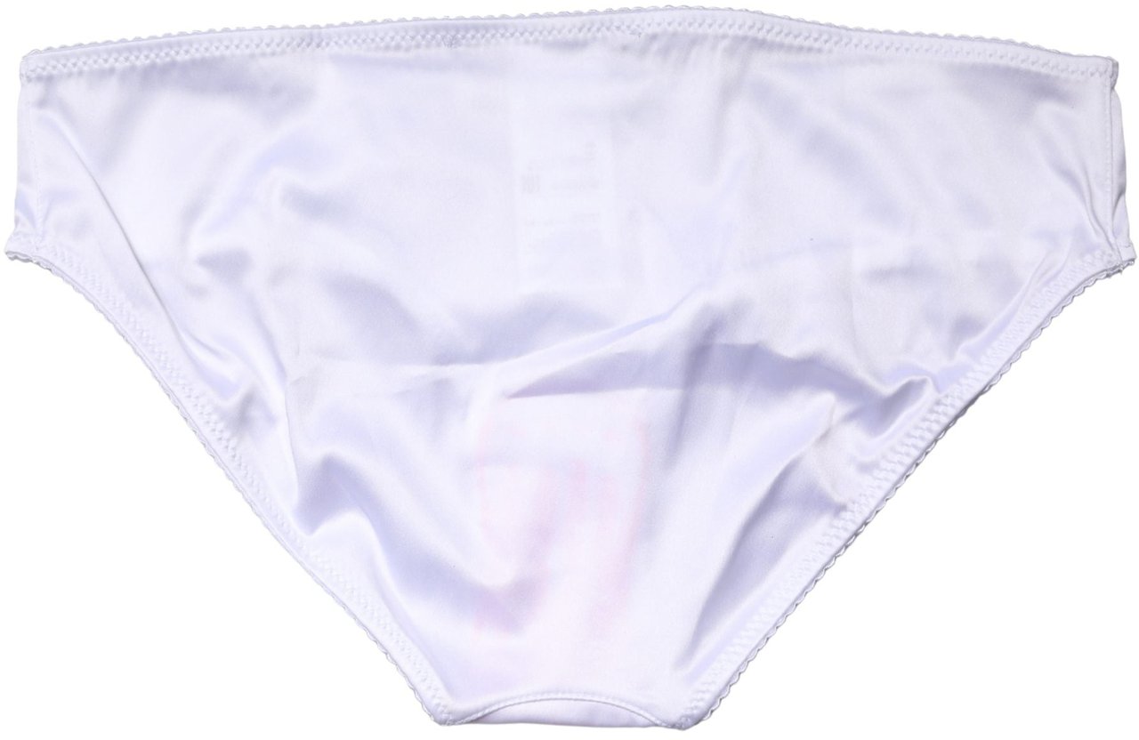 Dolce & Gabbana White Silk Stretch Mid Waist Brief Panty Underwear Wit