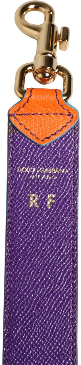 Dolce & Gabbana Orange Purple Calf Leather Bag Accessory Shoulder Strap Oranje
