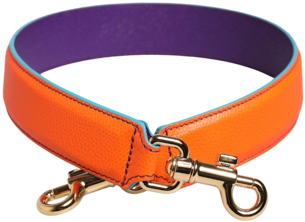 Dolce & Gabbana Orange Purple Calf Leather Bag Accessory Shoulder Strap Oranje