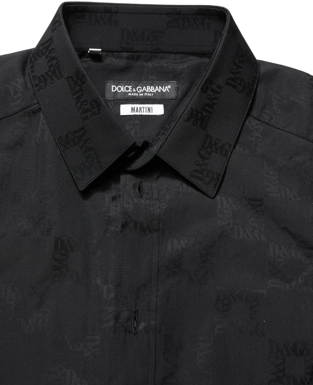 Dolce & Gabbana Black MARTINI Cotton Slim Dress Formal Shirt Zwart