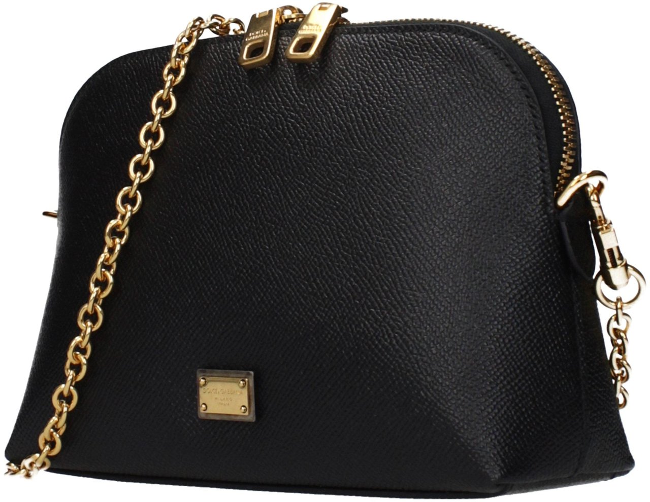 Dolce & Gabbana Black Leather Shoulder Bag Zwart