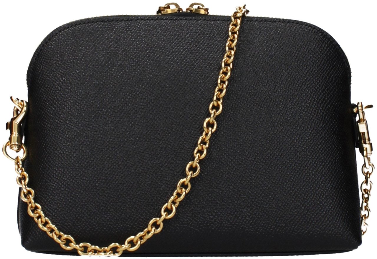 Dolce & Gabbana Black Leather Shoulder Bag Zwart