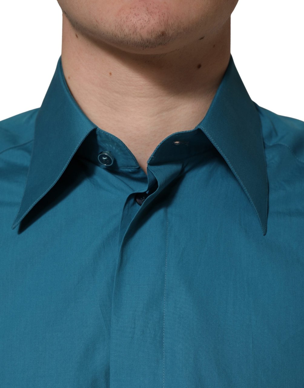 Dolce & Gabbana Blue SARTORIA Long Sleeve Cotton Dress Shirt Blauw