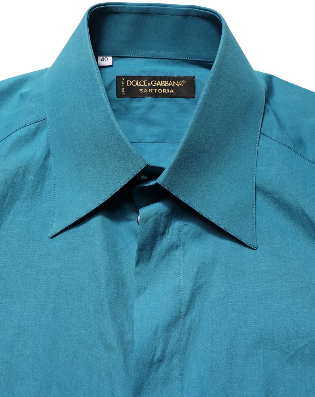 Dolce & Gabbana Blue SARTORIA Long Sleeve Cotton Dress Shirt Blauw