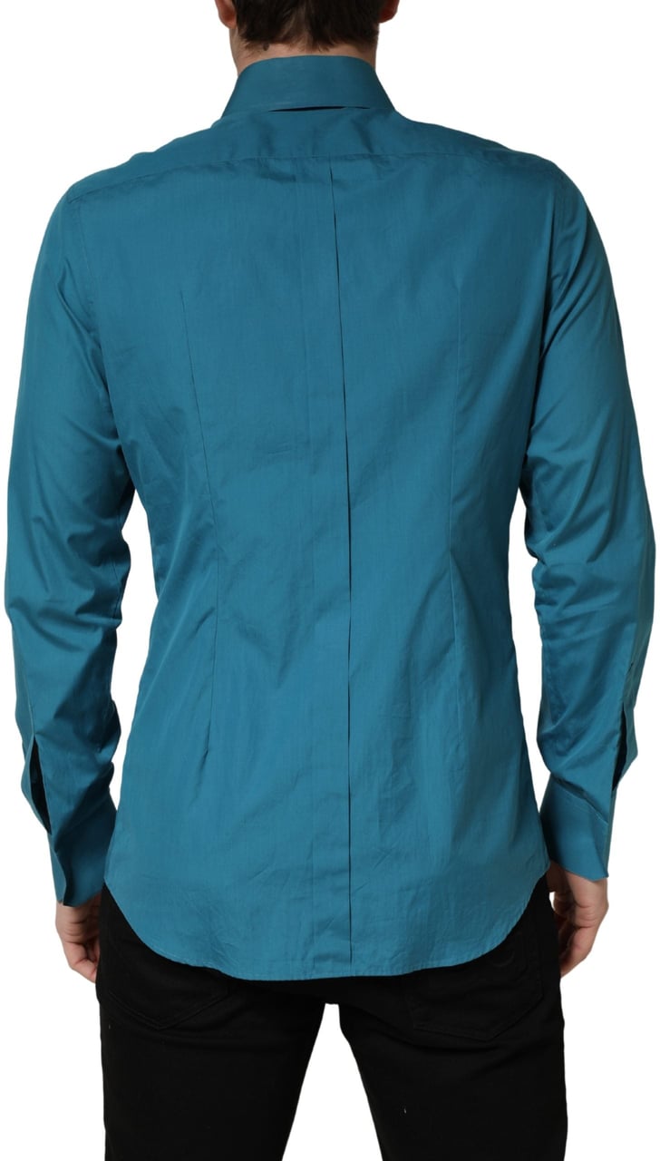 Dolce & Gabbana Blue SARTORIA Long Sleeve Cotton Dress Shirt Blauw