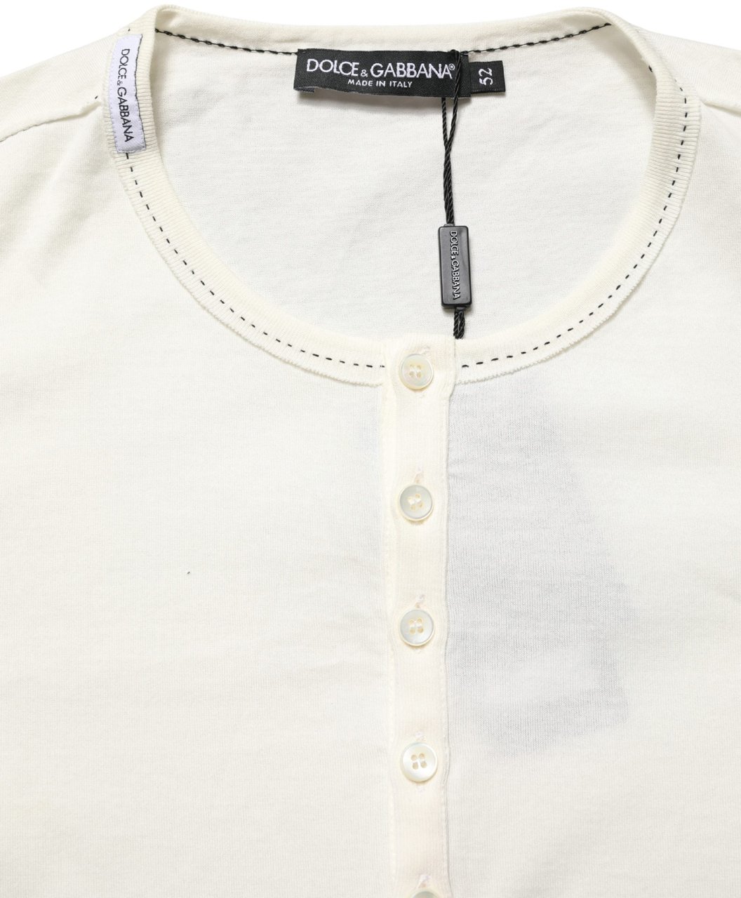 Dolce & Gabbana White Long Sleeves Henley Pullover Sweater Wit