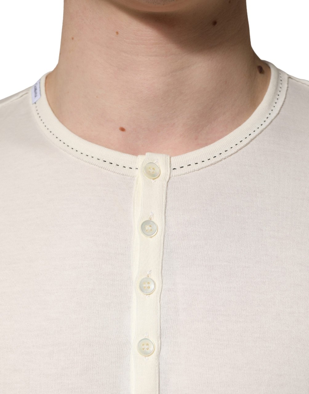 Dolce & Gabbana White Long Sleeves Henley Pullover Sweater Wit