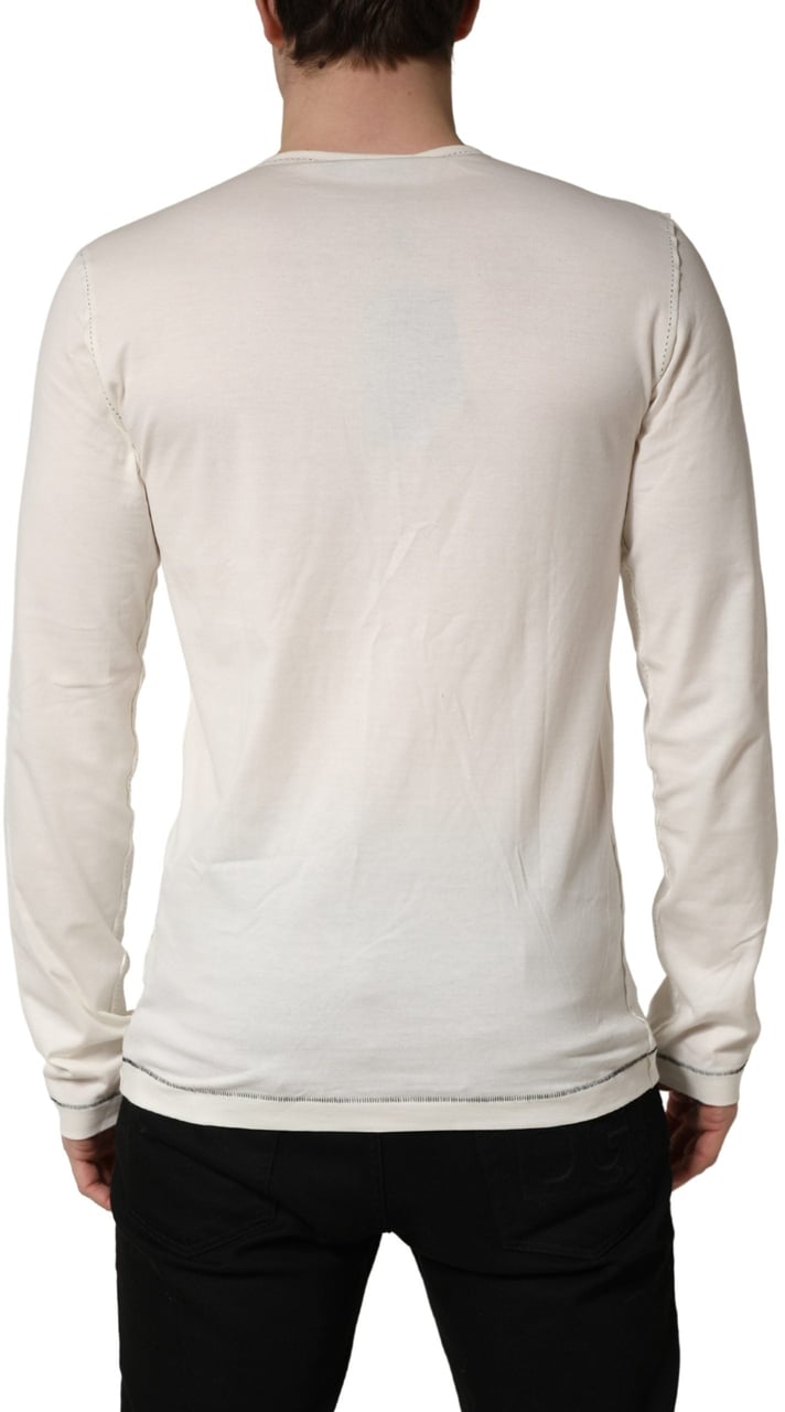 Dolce & Gabbana White Long Sleeves Henley Pullover Sweater Wit