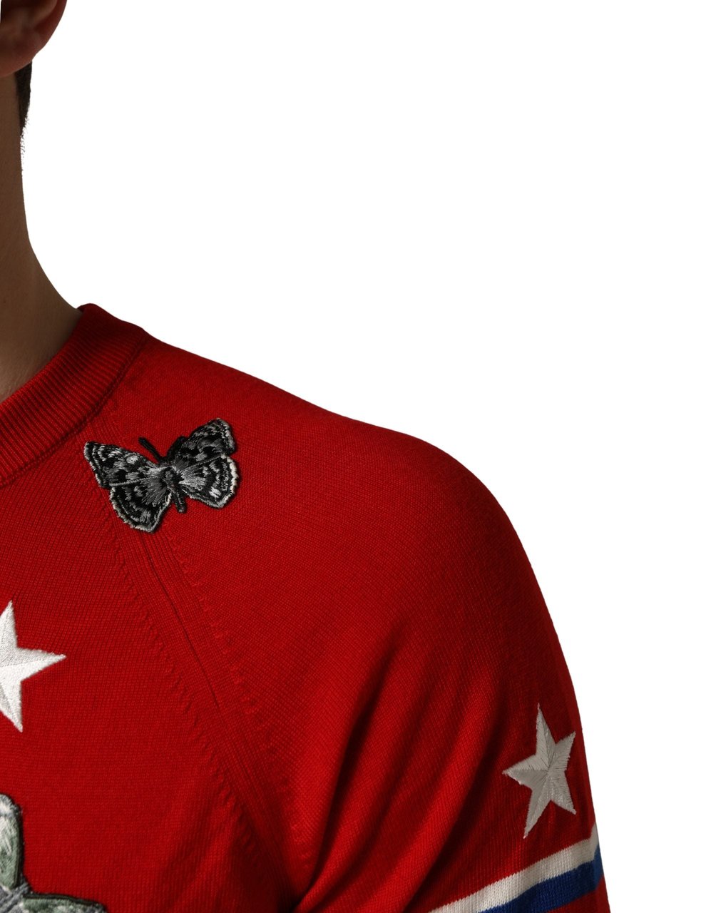 Dolce & Gabbana Multicolor Wool Butterfly Star Men Crew Neck Sweater Divers
