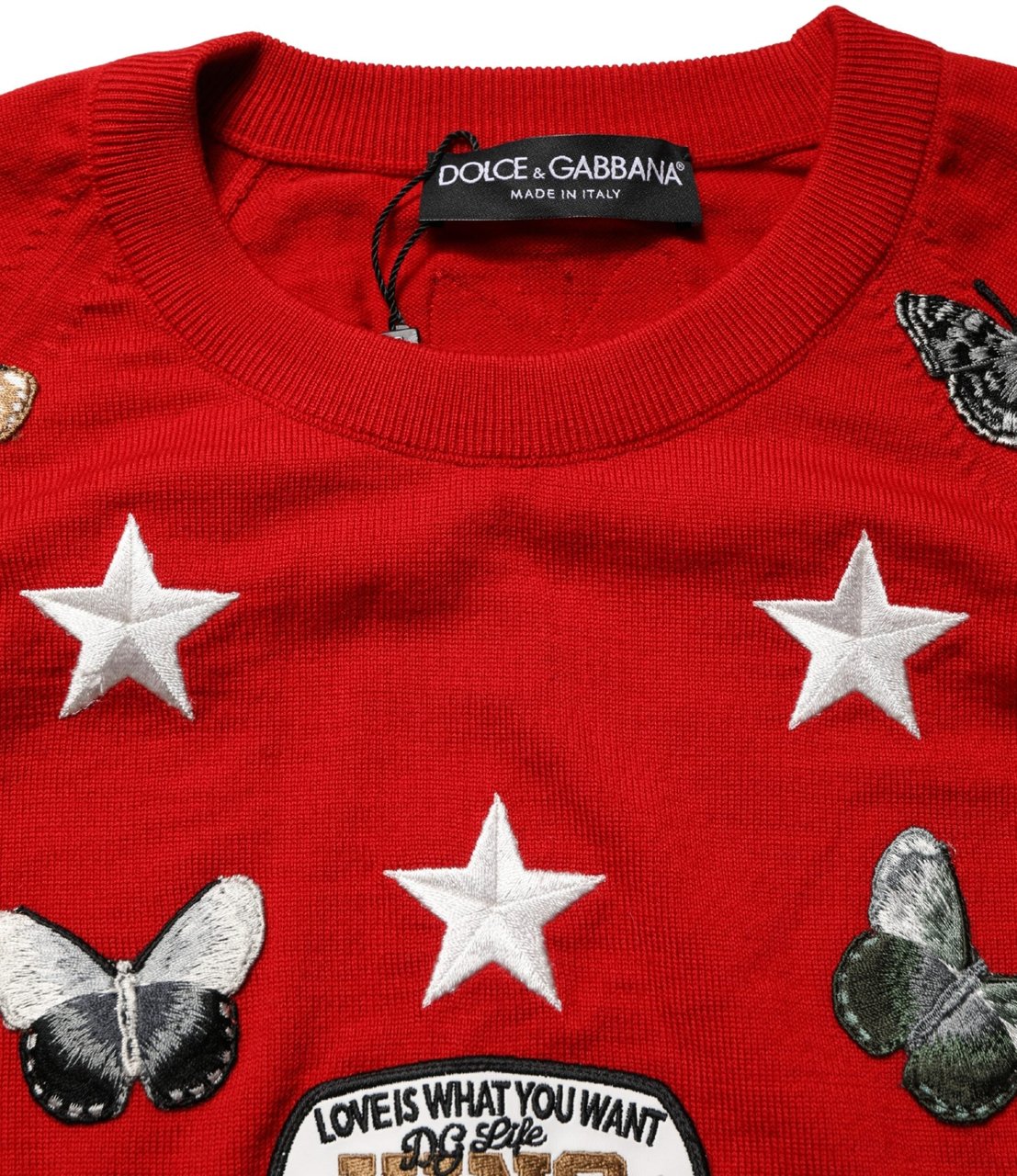 Dolce & Gabbana Multicolor Wool Butterfly Star Men Crew Neck Sweater Divers