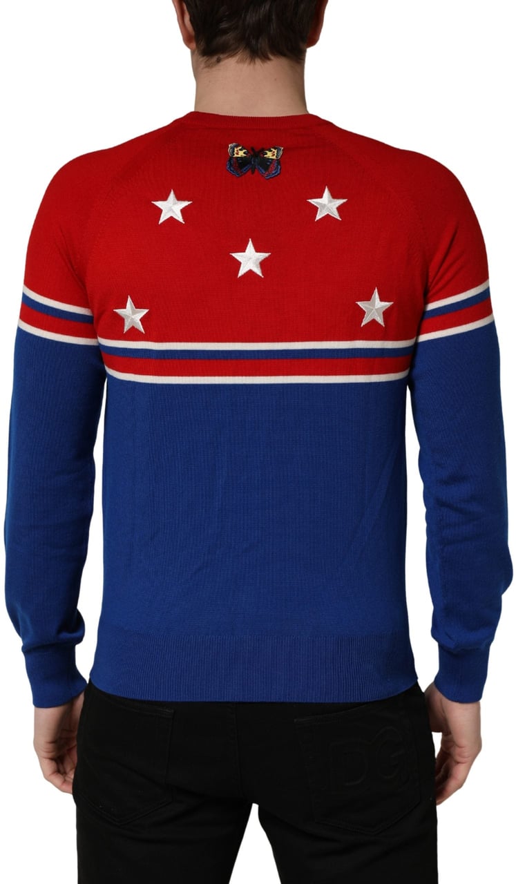 Dolce & Gabbana Multicolor Wool Butterfly Star Men Crew Neck Sweater Divers