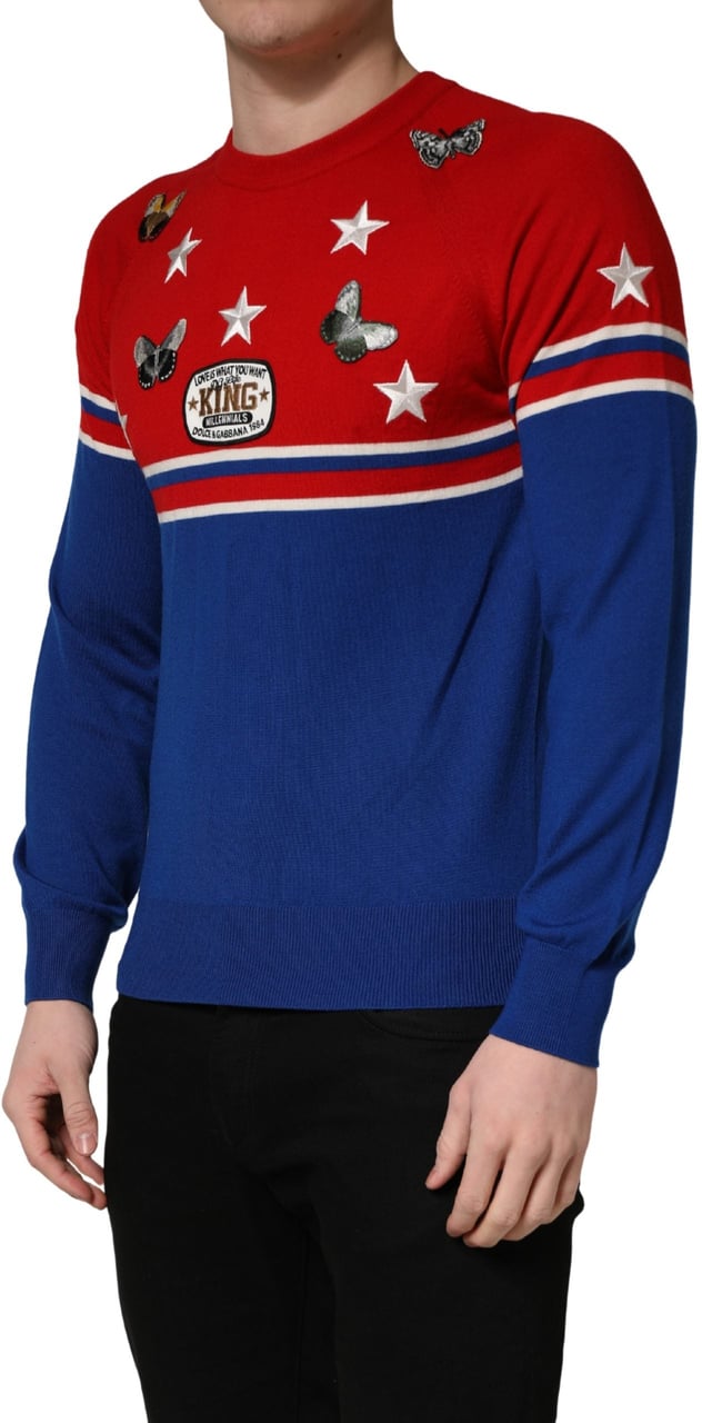 Dolce & Gabbana Multicolor Wool Butterfly Star Men Crew Neck Sweater Divers