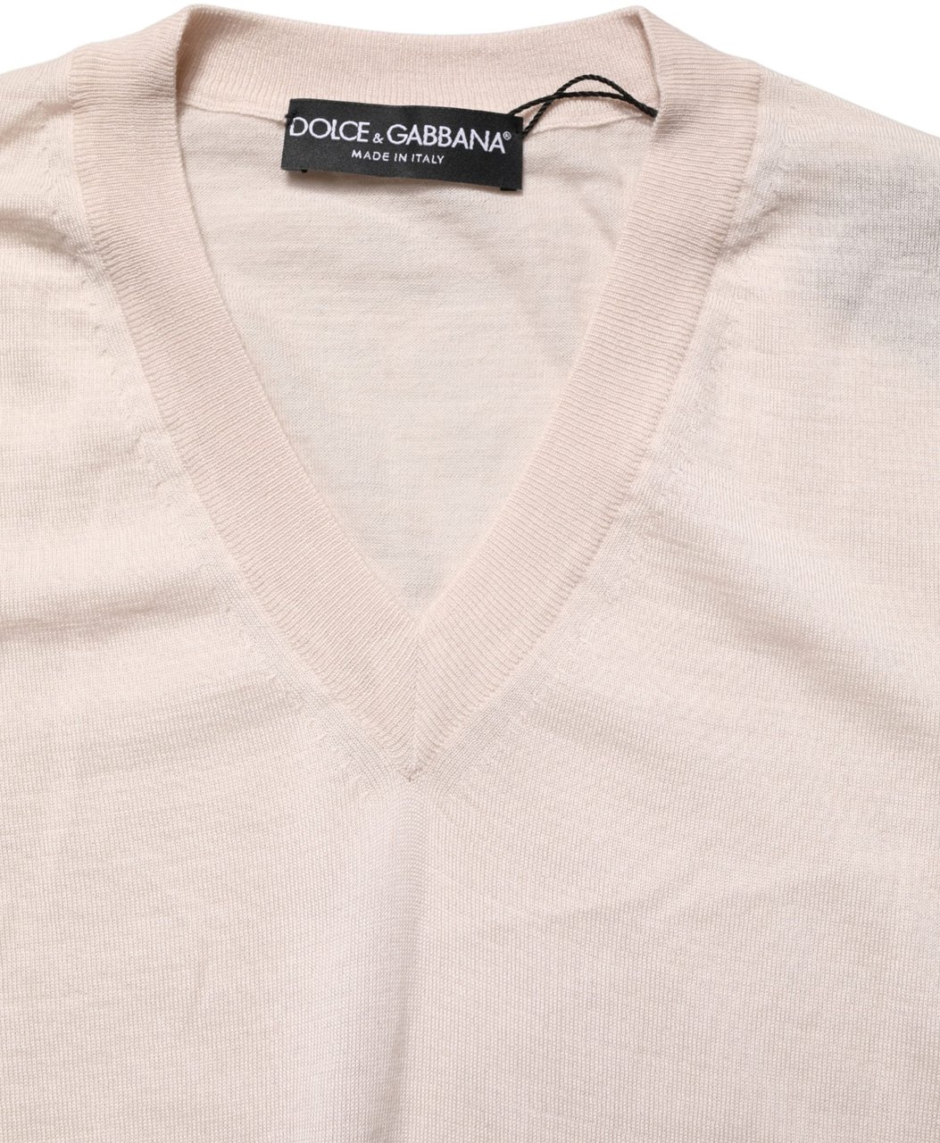 Dolce & Gabbana Beige Cashmere V-neck Men Pullover Sweater Maroon