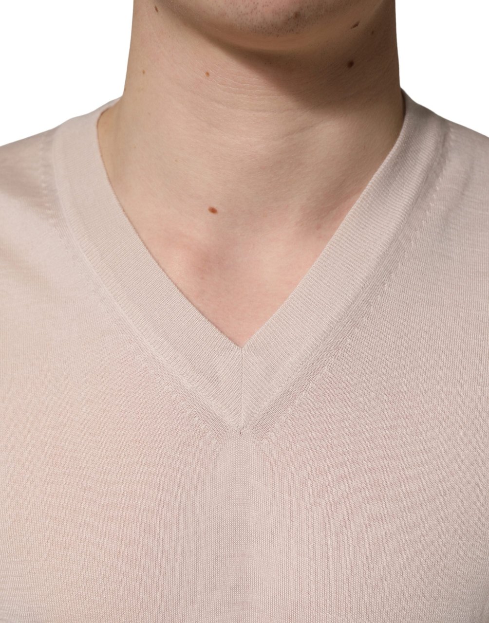 Dolce & Gabbana Beige Cashmere V-neck Men Pullover Sweater Maroon