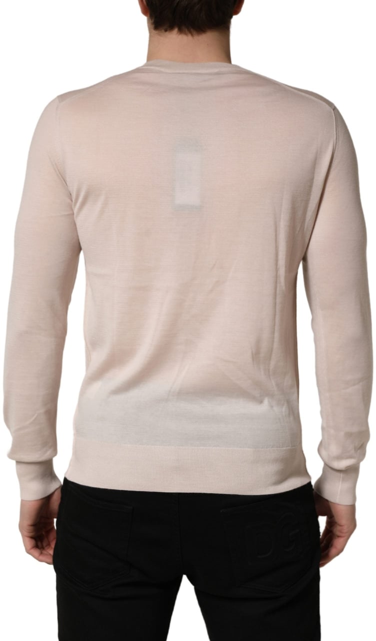 Dolce & Gabbana Beige Cashmere V-neck Men Pullover Sweater Maroon