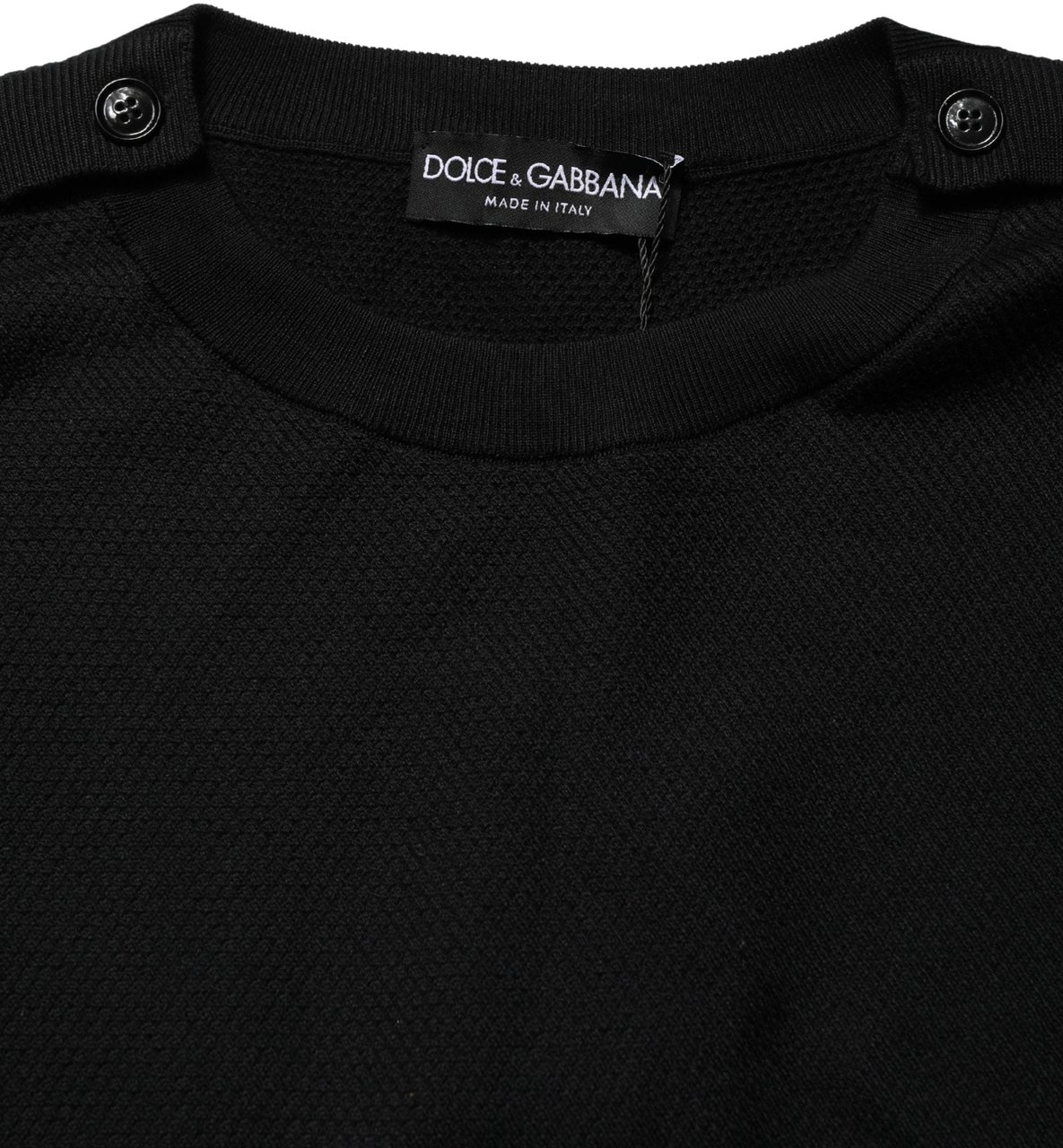 Dolce & Gabbana Black Crew Neck Long Sleeve Pullover Sweater Zwart
