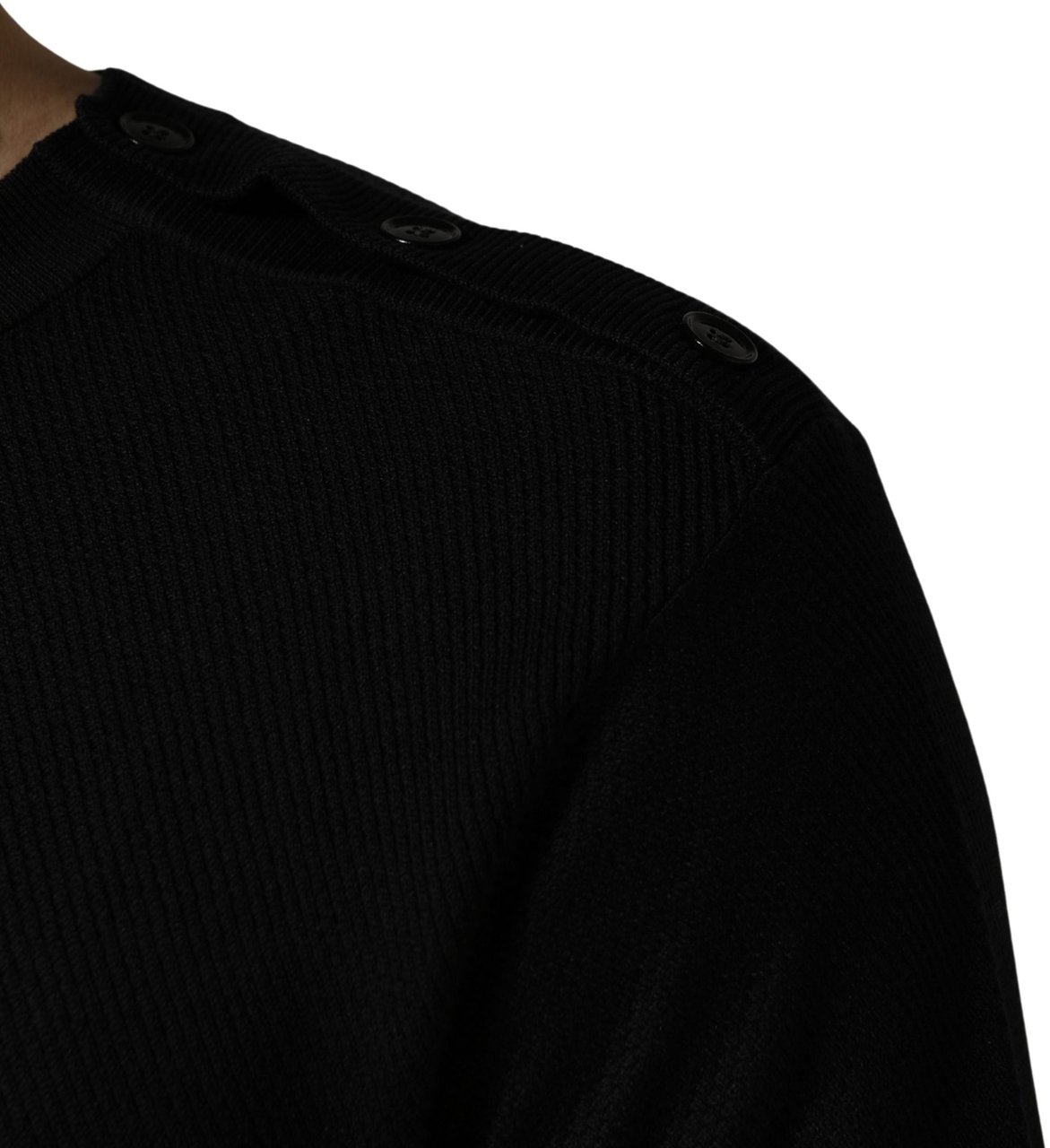 Dolce & Gabbana Black Crew Neck Long Sleeve Pullover Sweater Zwart