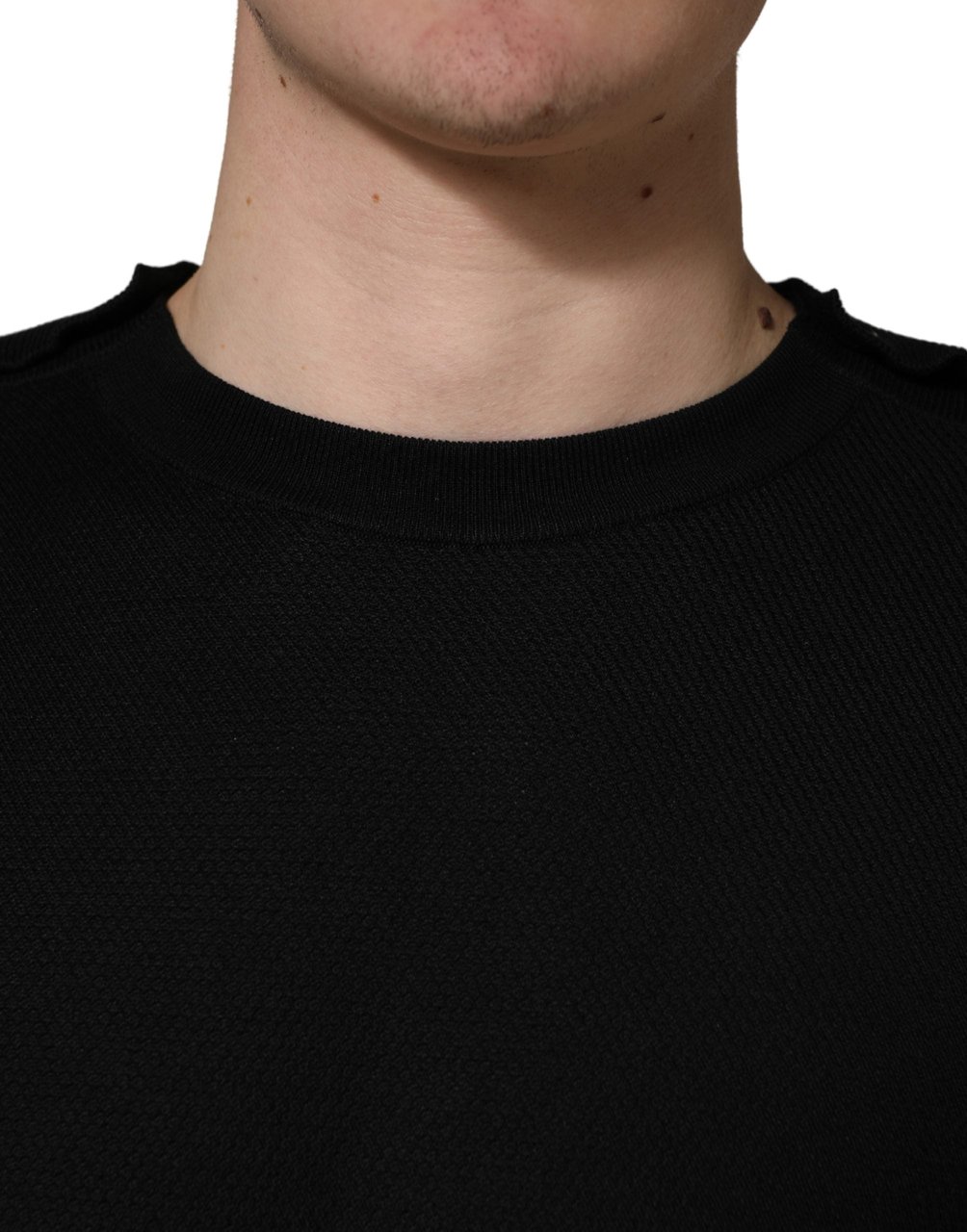 Dolce & Gabbana Black Crew Neck Long Sleeve Pullover Sweater Zwart