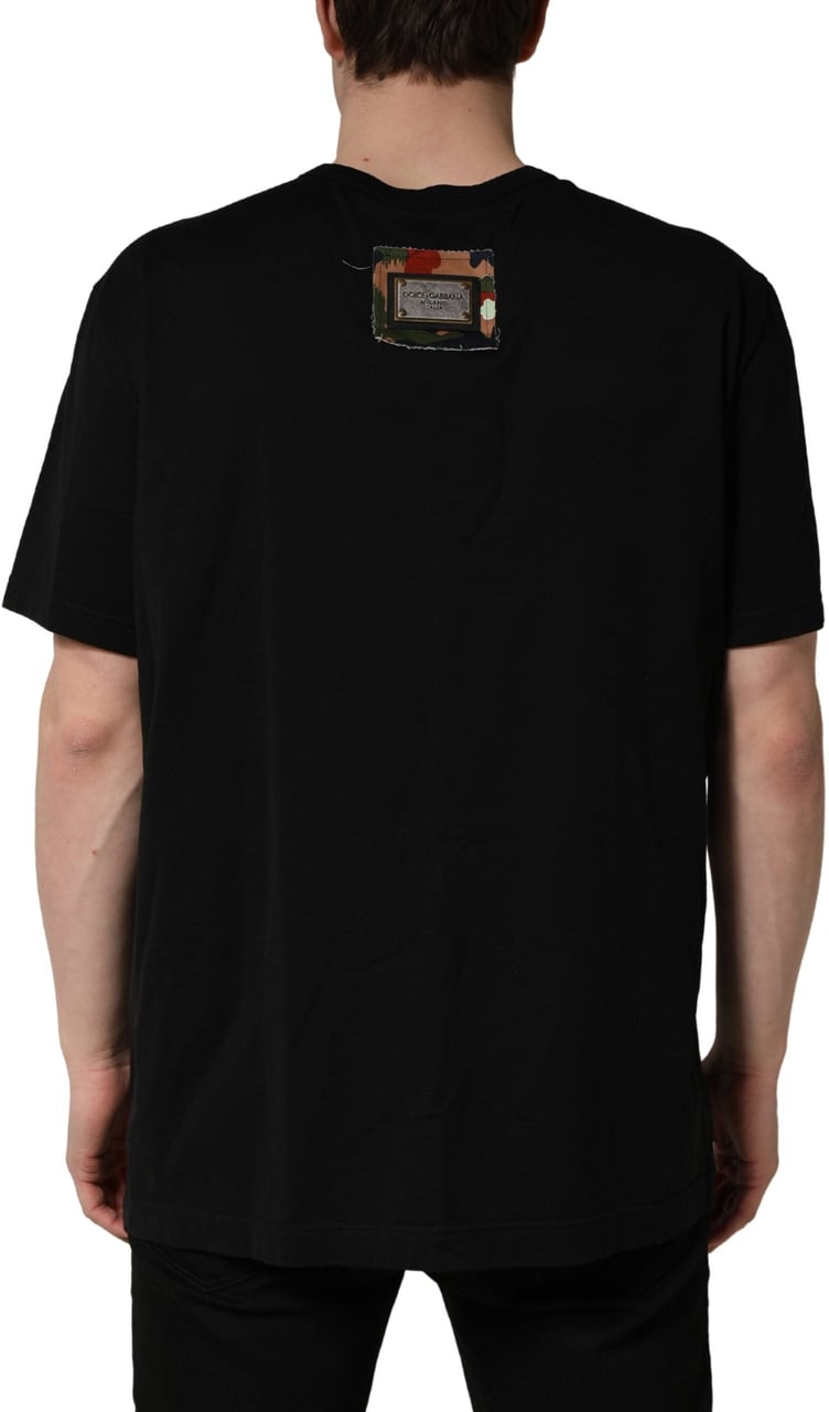 Dolce & Gabbana Black Camouflage Graphic Cotton Crewneck T-shirt Zwart