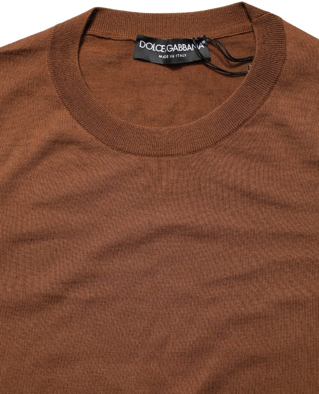 Dolce & Gabbana Brown Cashmere Men Crew Neck Pullover Sweater Bruin